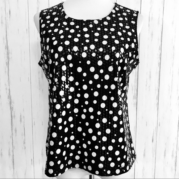 Vintage Black/White Polka Dot Top 60’s Style - Picture 1 of 8